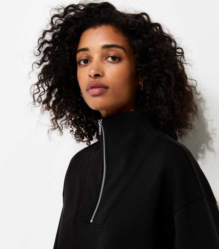 Premium Black Three Quarter Zip Sweatshirt