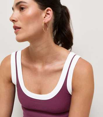 Red Contrast Trim Scoop Neck Vest Top