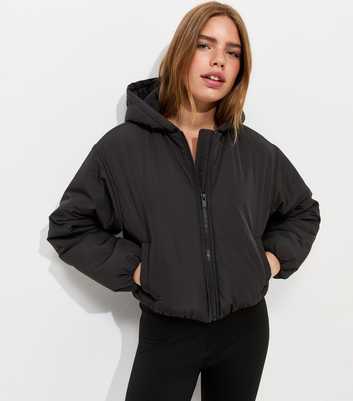 Girls Black Padded Hooded Jacket