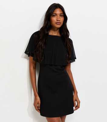 Black Mesh Cape Mini Dress