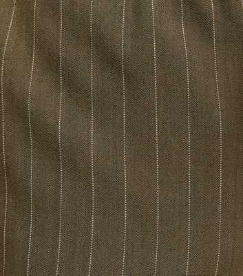 Petite Green Woven Pinstripe Wide Leg Tailored Trousers