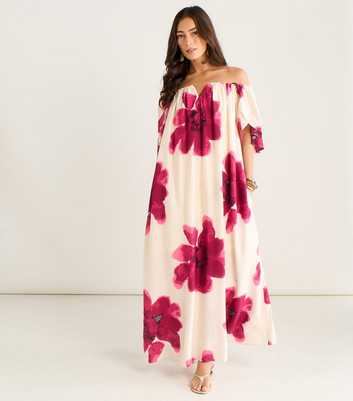 Gini London Pink Bardot Maxi Dress