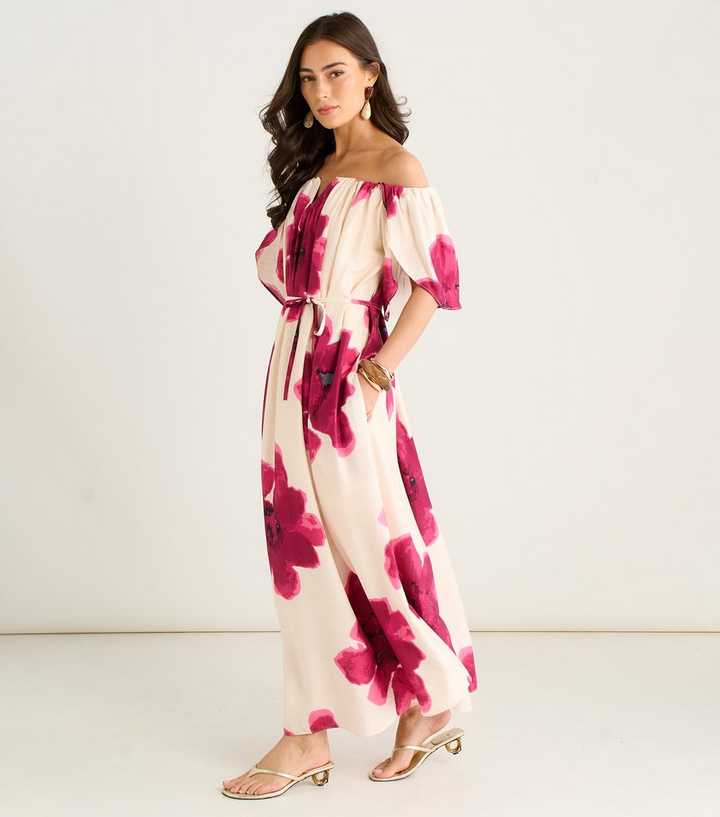 Gini London Pink Bardot Maxi Dress