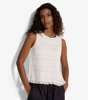 Apricot Cream Ruched Sleeveless Top