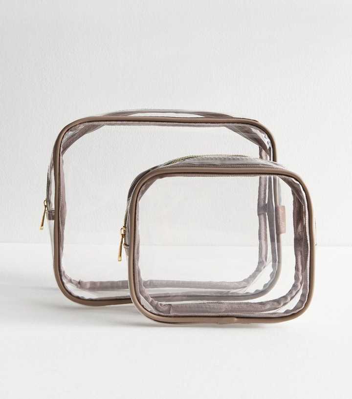 Danielle Creations Brown Pack of 2 Clear Cosmetic Bags