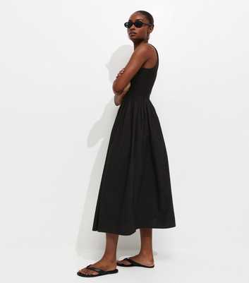 Black 2-In-1 Poplin Midi Dress