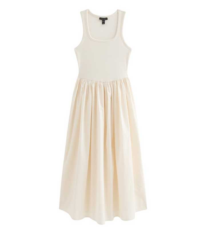 Off White 2-In-1 Poplin Midi Dress | New Look
