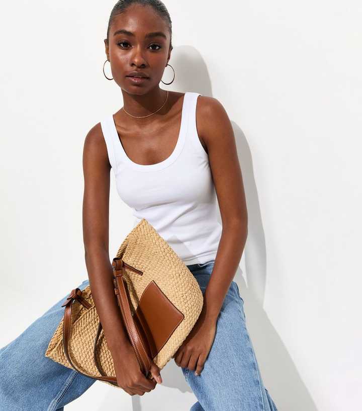 White Cotton Rich Scoop Neck Vest Top