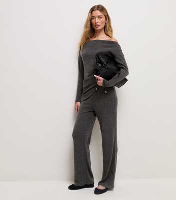 Tall Dark Grey Soft Touch Wide Leg Trousers