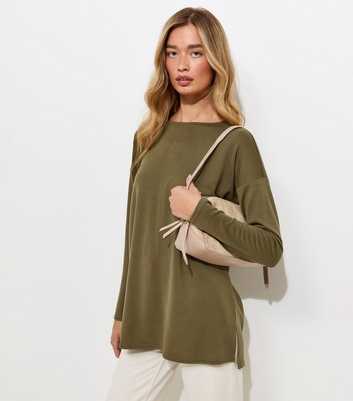 Tall Dark Khaki Soft Touch Long Sleeve Top