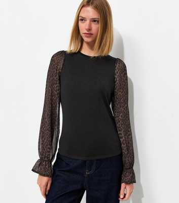 Black Soft Touch Leopard Print 2-In-1 Top