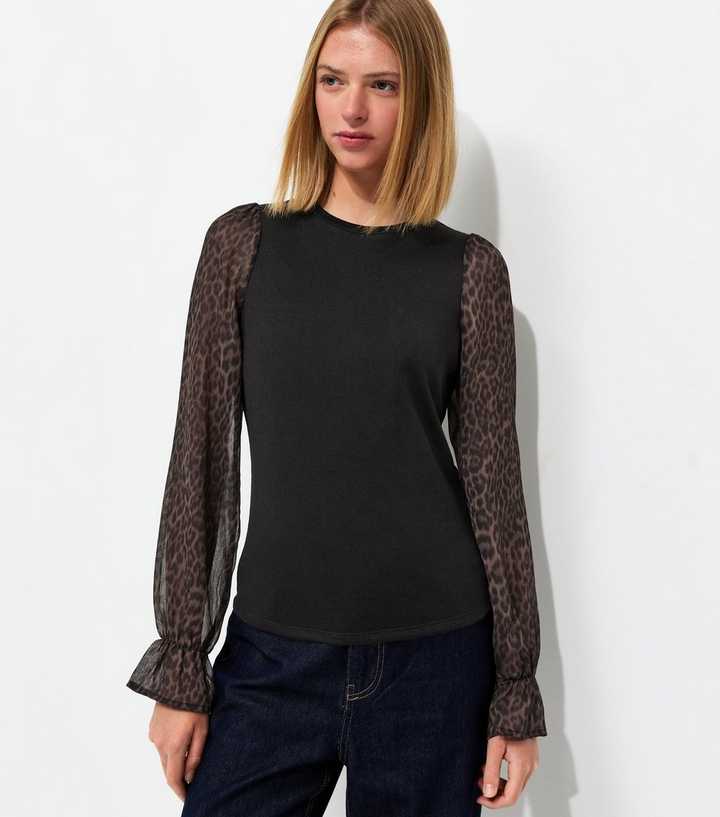 Black Soft Touch Leopard Print 2-In-1 Top