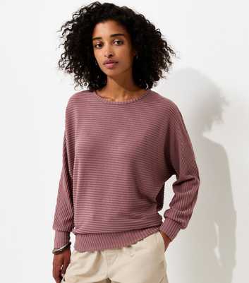 Pink Soft Touch Ribbed Batwing Sleeve Top