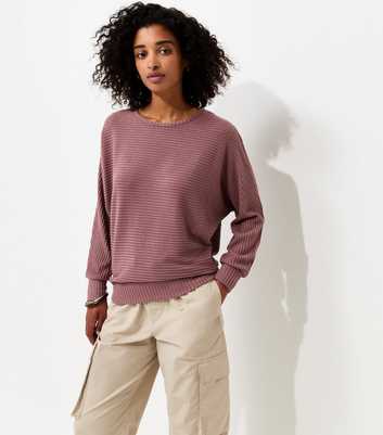 Pink Soft Touch Ribbed Batwing Sleeve Top