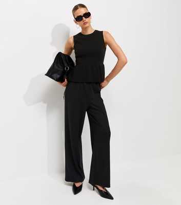Black Soft Touch Wide Leg Trousers