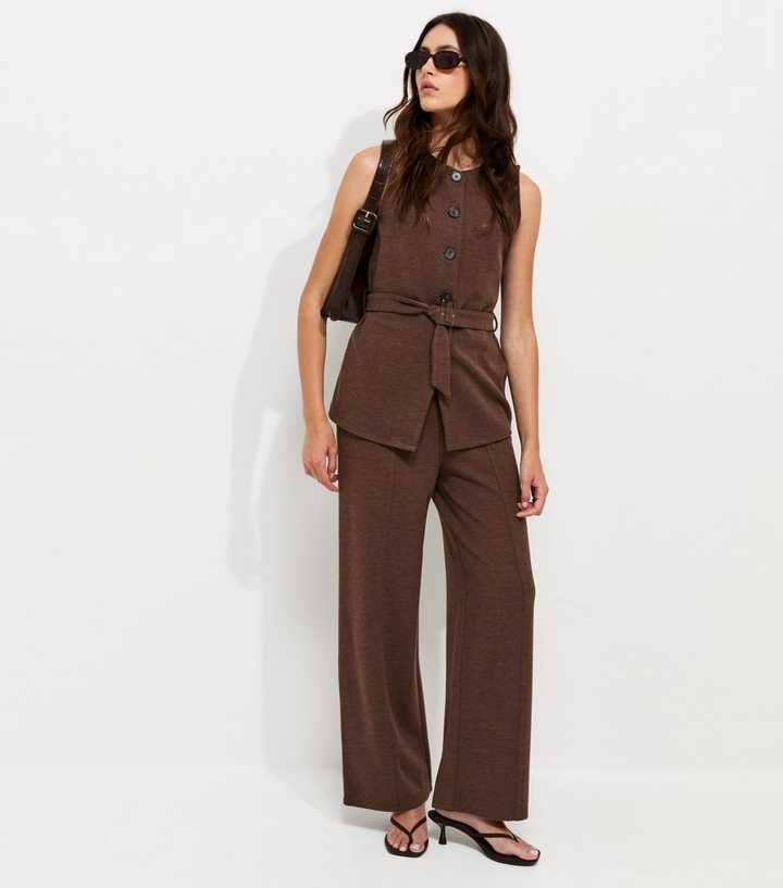 Dark Brown Soft Touch Belted Waistcoat
