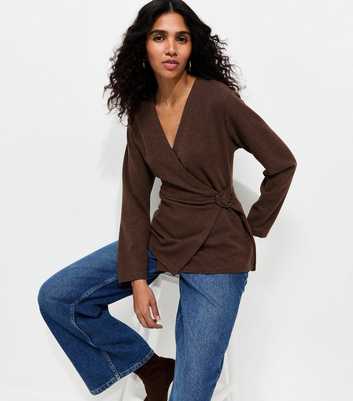 Brown Soft Touch Wrap Cardigan