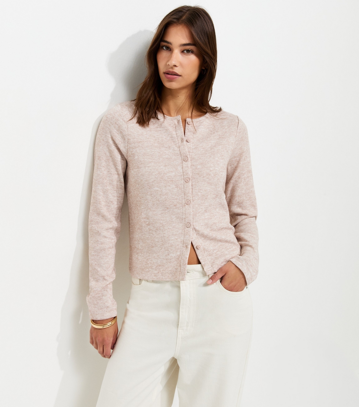 Women's Oatmeal Soft Touch Knitted Cardigan New Look