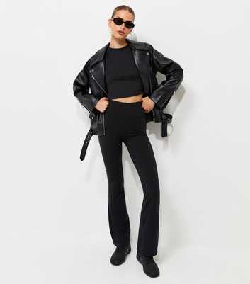 Premium Black Kick Flare High Waist Trousers