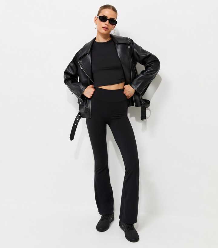 Premium Black Kick Flare High Waist Trousers