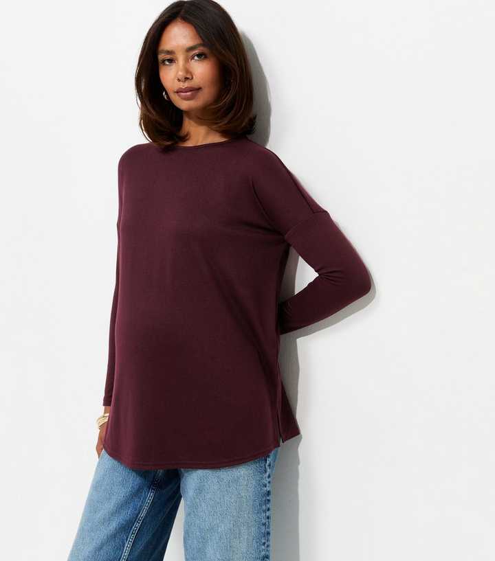 Maternity Dark Burgundy Soft Touch Long Sleeve Top