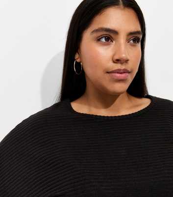 Curves Black Soft Touch Ribbed Batwing Top