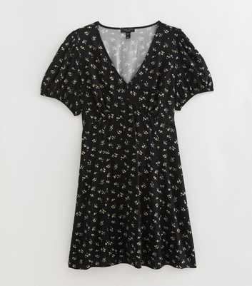 Curves Black Floral Short Sleeve Mini Dress