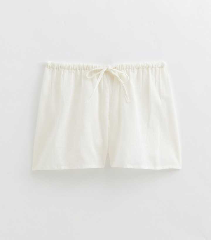 White Cotton Slub Beach Shorts