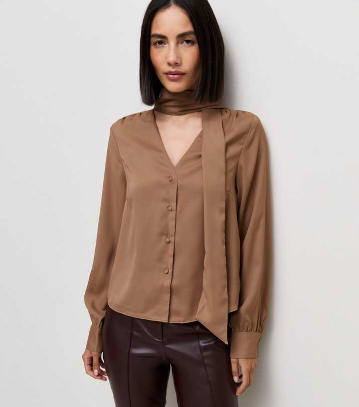 Mink Woven Pussybow Blouse