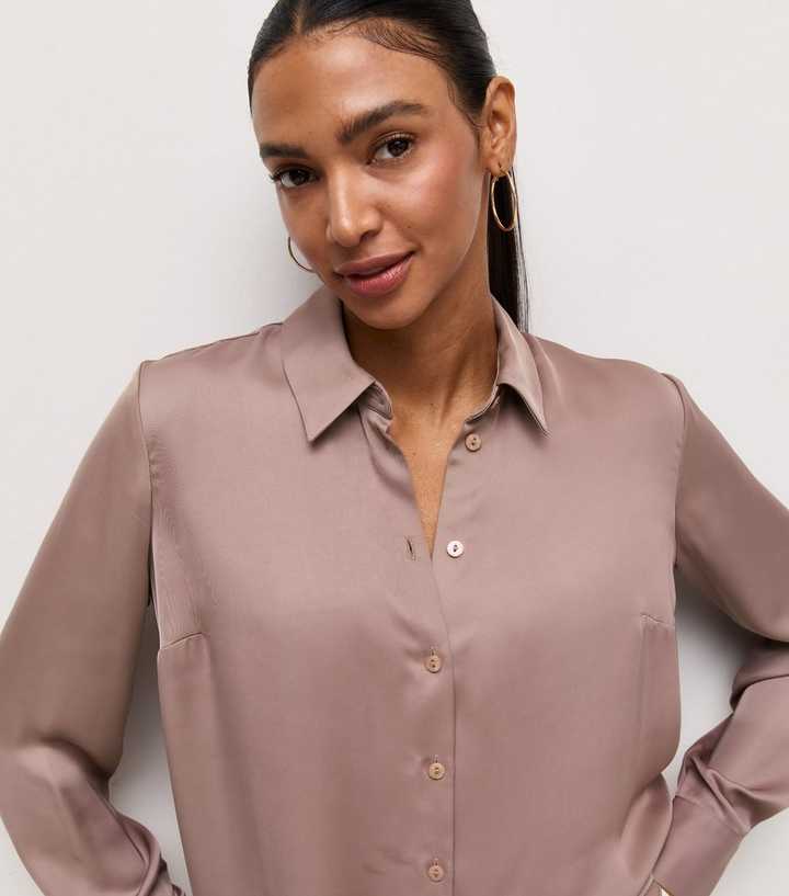 Mink Satin Long Sleeve Shirt