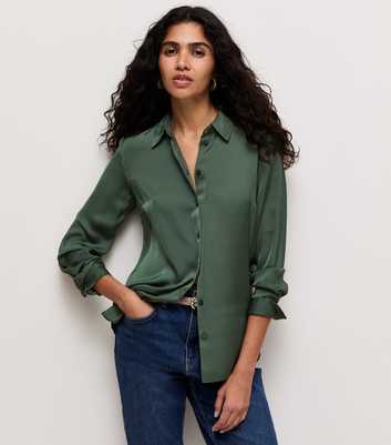 Green Satin Long Sleeve Shirt