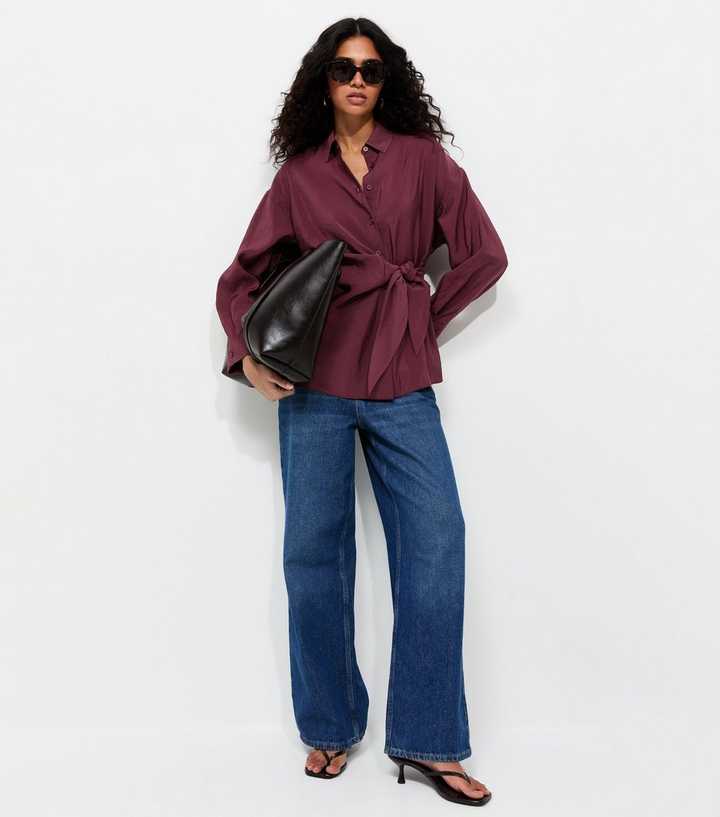 Dark Burgundy Draped Side Tie Shirt