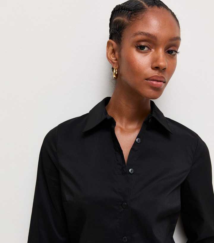 Black Cotton Rich Slim Fit Shirt