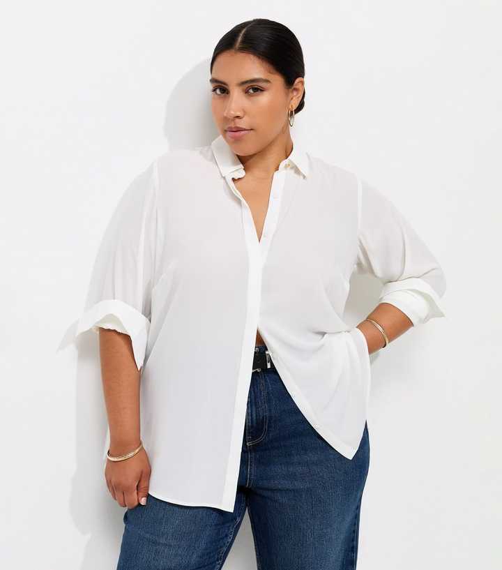 Curves White Long Sleeve Shirt