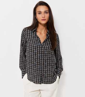 Blue Geometric Print Long Sleeve Shirt