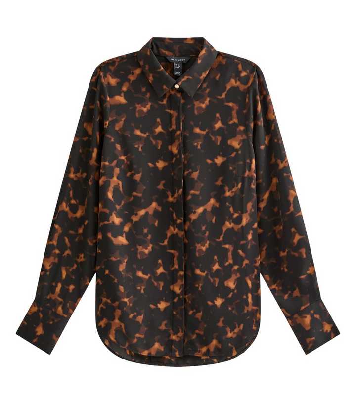 Black Tortoiseshell Print Long Sleeve Shirt