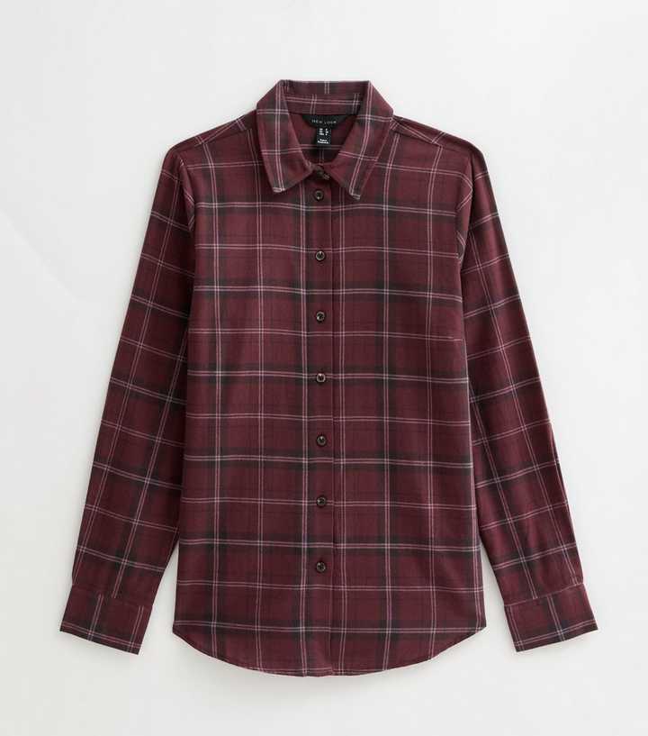 Red Cotton Checked Long Sleeve Shirt
