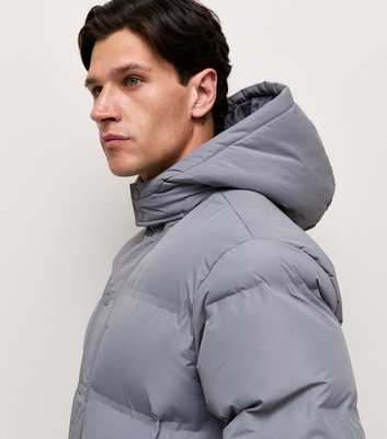 Light Grey Hooded Heatseal Puffer Jacket
