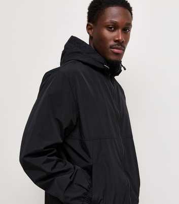 Black Regular Fit Short Windbreaker Jacket