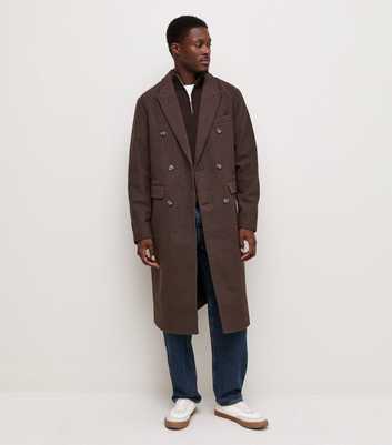 Dark Brown Longline Tailored Coat