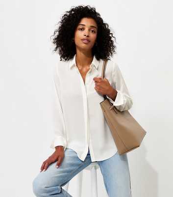 White Concealed Button Long Sleeve Shirt