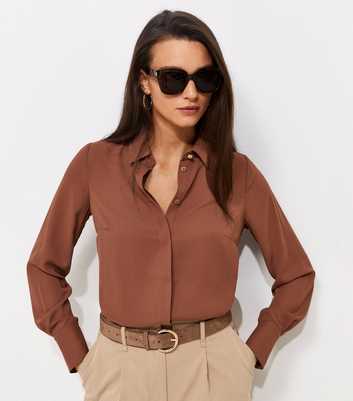 Mink Concealed Button Long Sleeve Shirt