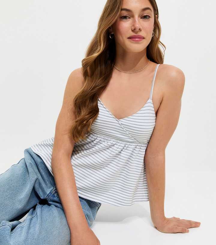 Girls Blue Striped Triangle Cami Top