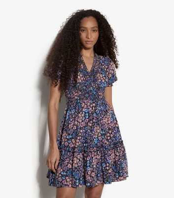 Apricot Blue Iridescent Ditsy Print Mini Dress