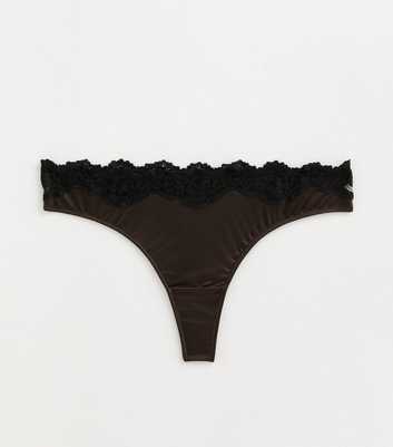 Dark Brown Satin & Lace Top Thong