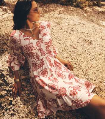  Apricot Pink Sarasa Bell Sleeve Dress