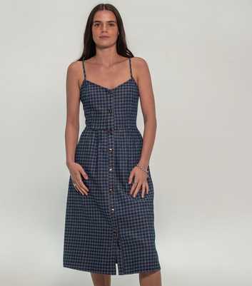 Sunshine Soul Blue Cotton Rich Gingham Strappy Midi Dress