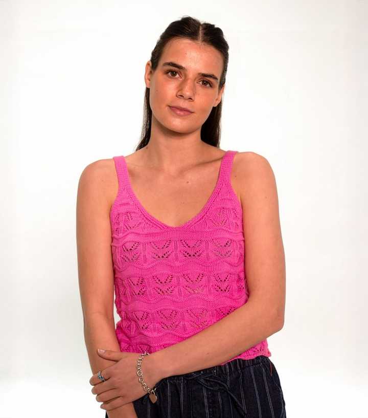 Sunshine Soul Pink Cotton Pointelle Cami Top