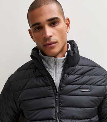 Jack & Jones Black Logo Patch Padded Jacket