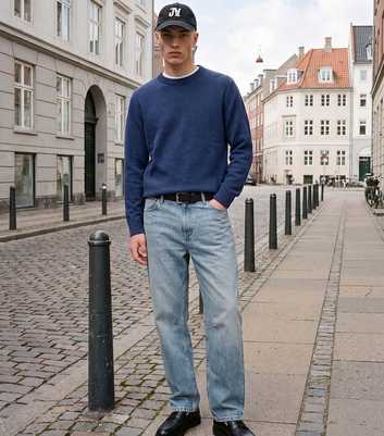 Jack & Jones Blue Knitted Crew Neck Jumper